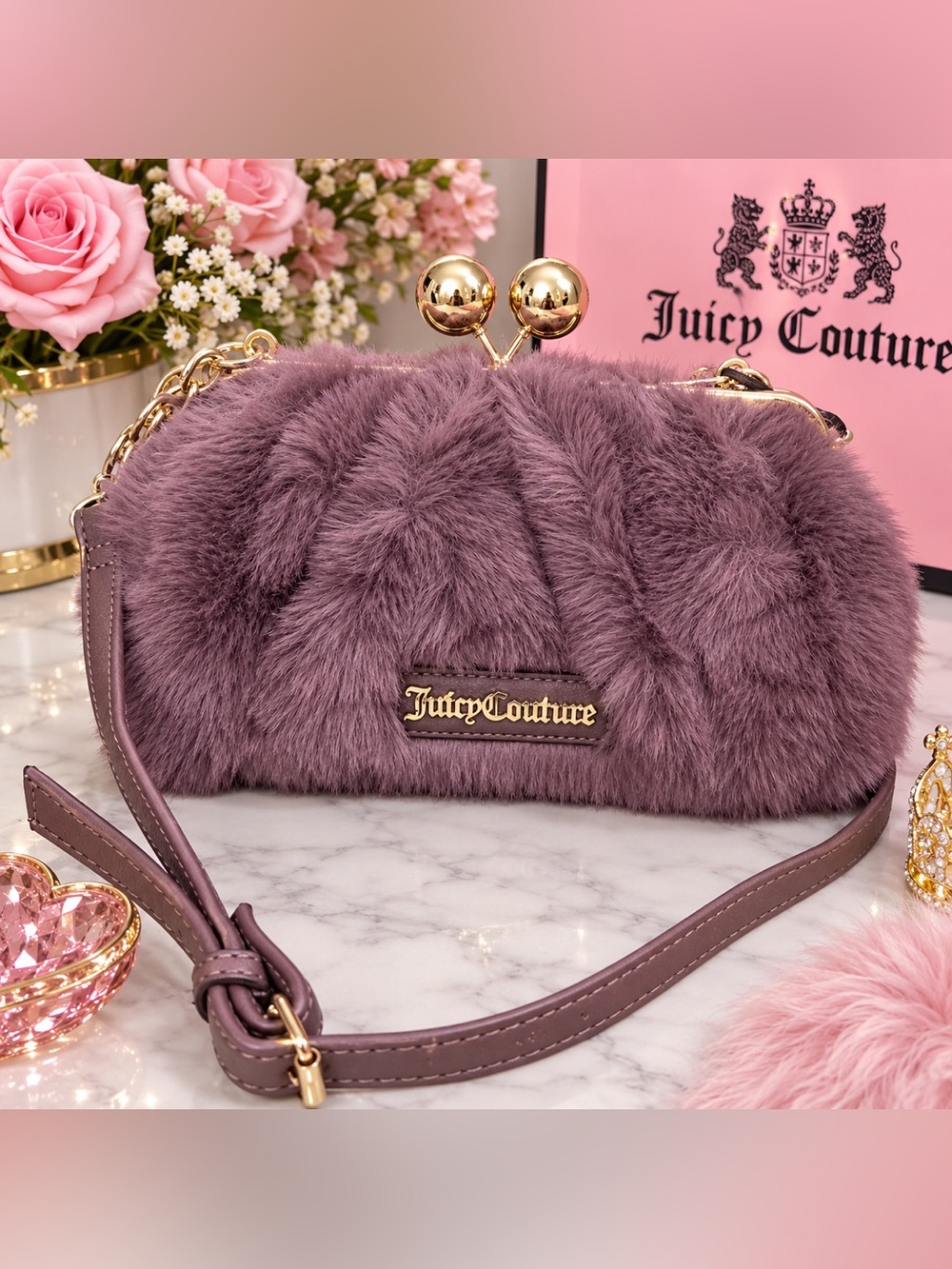 Juicy Couture Faux Fur Kiss Lock Bag